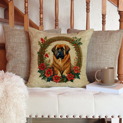 Tibetan Mastiff Christmas Flowers Throw Pillow-2