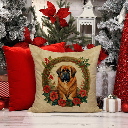 Tibetan Mastiff Christmas Flowers Throw Pillow-4