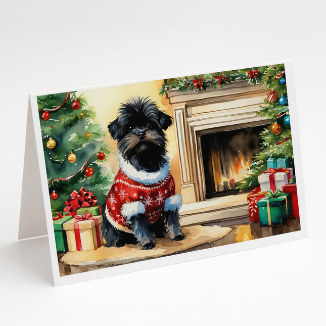 Affenpinscher Cozy Christmas Greeting Cards Pack of 8-0