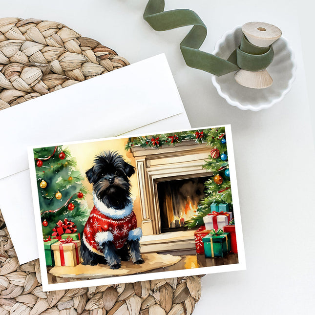 Affenpinscher Cozy Christmas Greeting Cards Pack of 8-1