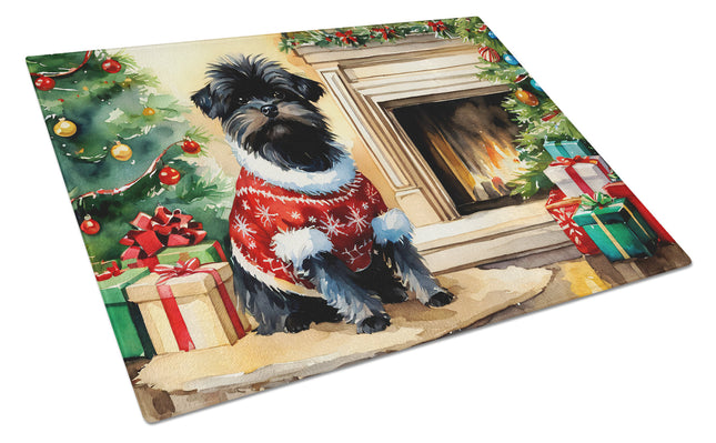Affenpinscher Cozy Christmas Glass Cutting Board-0