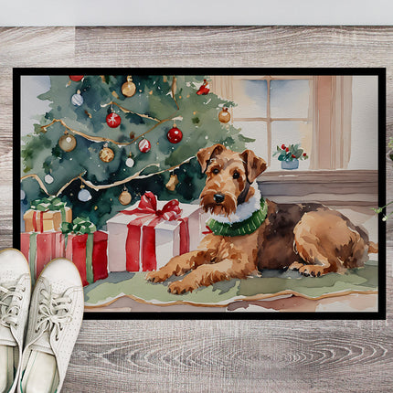 Airedale Terrier Cozy Christmas Doormat-1