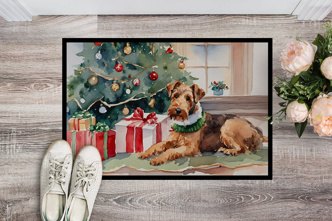 Airedale Terrier Cozy Christmas Doormat-1