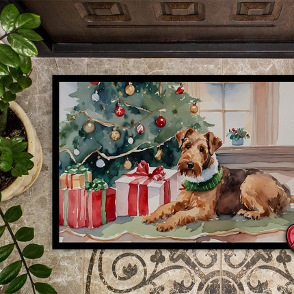 Airedale Terrier Cozy Christmas Doormat-2