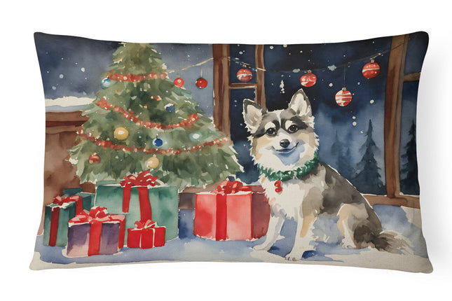 Alaskan Klee Kai Cozy Christmas Throw Pillow-0