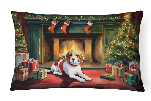 Beagle Cozy Christmas Throw Pillow-0