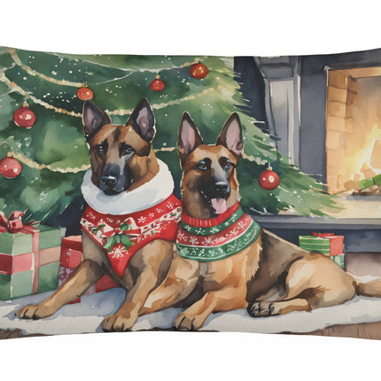 Belgian Malinois Cozy Christmas Throw Pillow-0