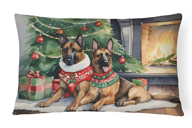 Belgian Malinois Cozy Christmas Throw Pillow-0