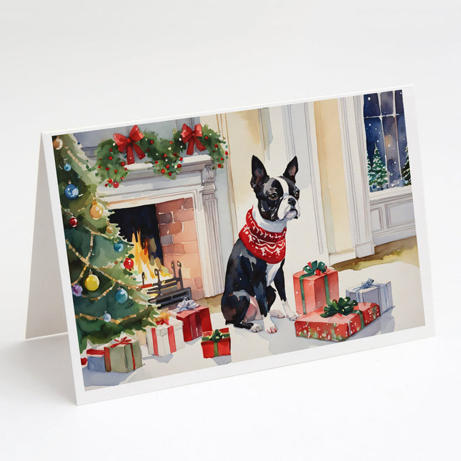 Boston Terrier Cozy Christmas Greeting Cards Pack of 8-0