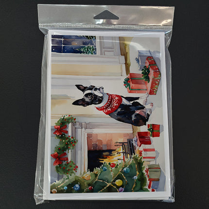 Boston Terrier Cozy Christmas Greeting Cards Pack of 8-2