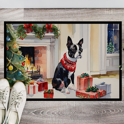 Boston Terrier Cozy Christmas Doormat-1