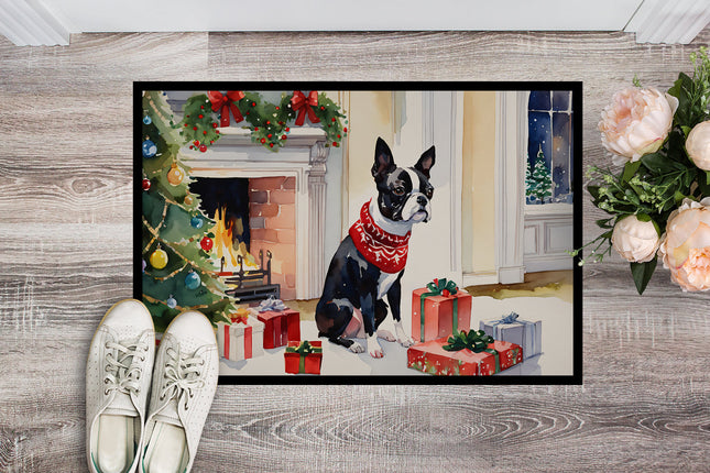 Boston Terrier Cozy Christmas Doormat-1
