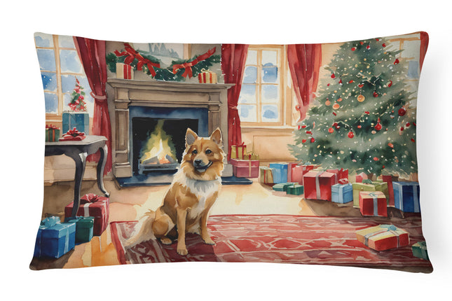 Finnish Spitz Cozy Christmas Throw Pillow-0