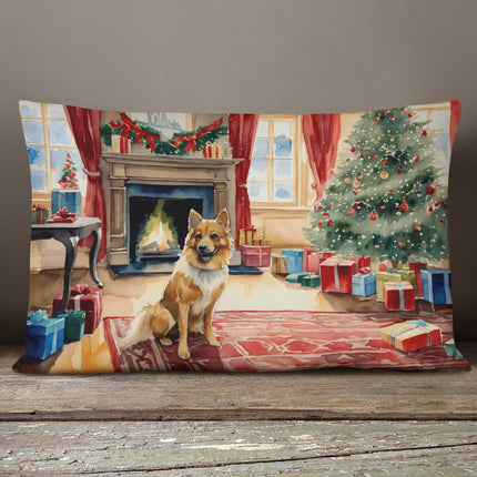 Finnish Spitz Cozy Christmas Throw Pillow-3