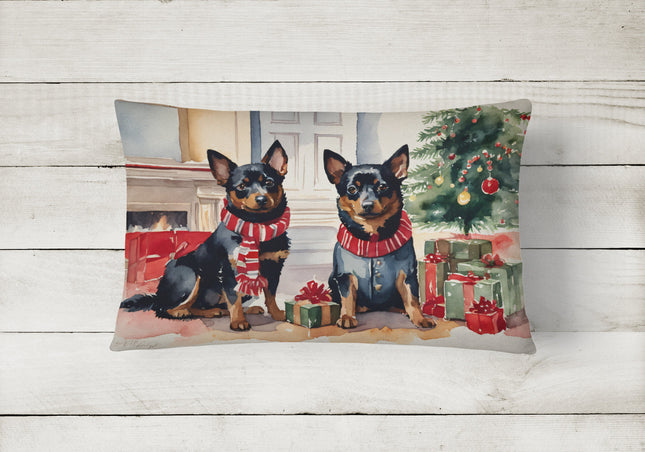 Lancashire Heeler Cozy Christmas Throw Pillow-1