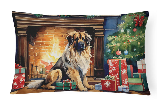 Leonberger Cozy Christmas Throw Pillow-0