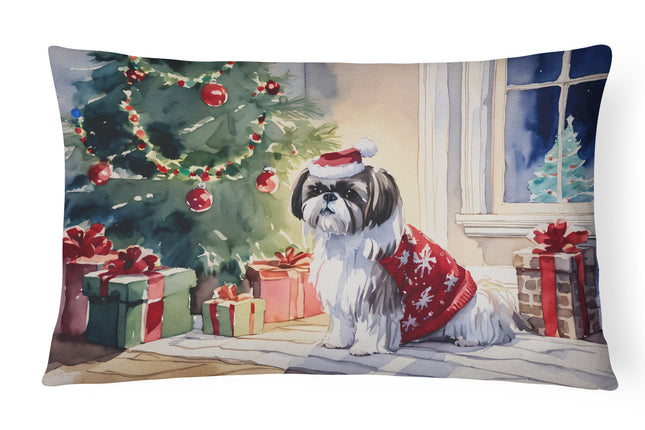 Shih Tzu Cozy Christmas Throw Pillow-0