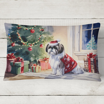 Shih Tzu Cozy Christmas Throw Pillow-1