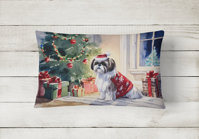 Shih Tzu Cozy Christmas Throw Pillow-1