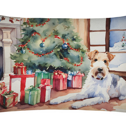 Fox Terrier Cozy Christmas Throw Pillow-0