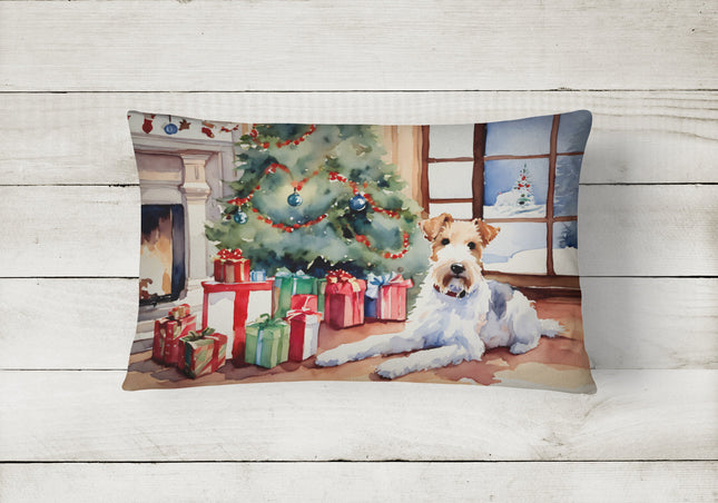 Fox Terrier Cozy Christmas Throw Pillow-1