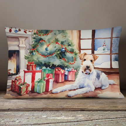 Fox Terrier Cozy Christmas Throw Pillow-3