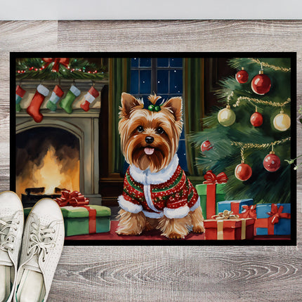 Yorkshire Terrier Cozy Christmas Doormat-1