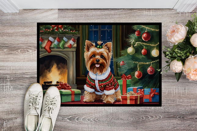 Yorkshire Terrier Cozy Christmas Doormat-1