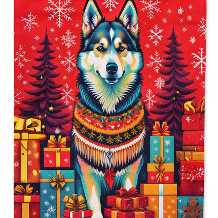 Alaskan Malamute Holiday Christmas House Flag-0
