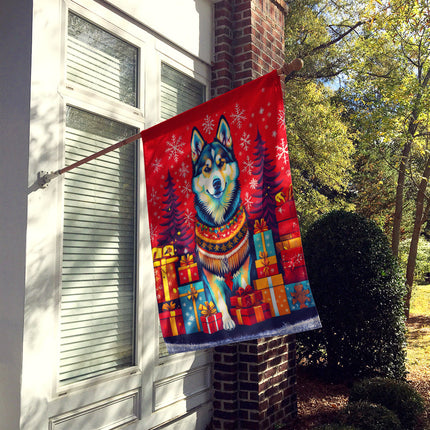 Alaskan Malamute Holiday Christmas House Flag-1