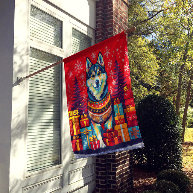 Alaskan Malamute Holiday Christmas House Flag-1