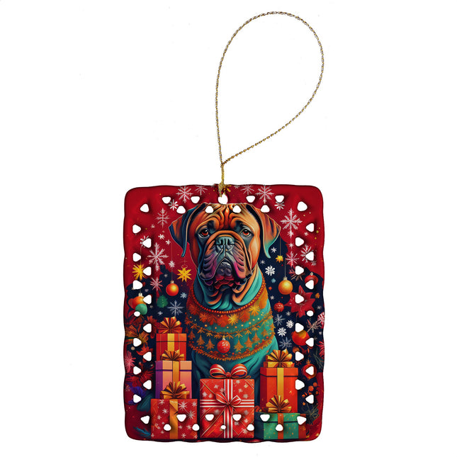 Dogue de Bordeaux Holiday Christmas Porcelain Ornament-0