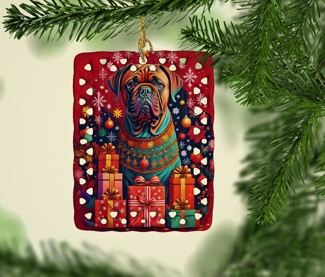 Dogue de Bordeaux Holiday Christmas Porcelain Ornament-1