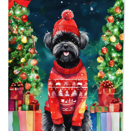 Affenpinscher Christmas House Flag-0