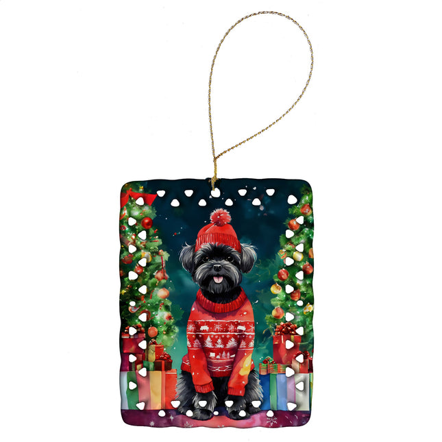 Affenpinscher Christmas Porcelain Ornament-0
