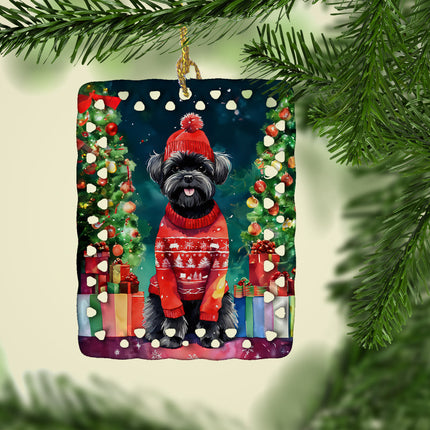 Affenpinscher Christmas Porcelain Ornament-1