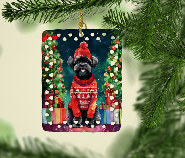 Affenpinscher Christmas Porcelain Ornament-1