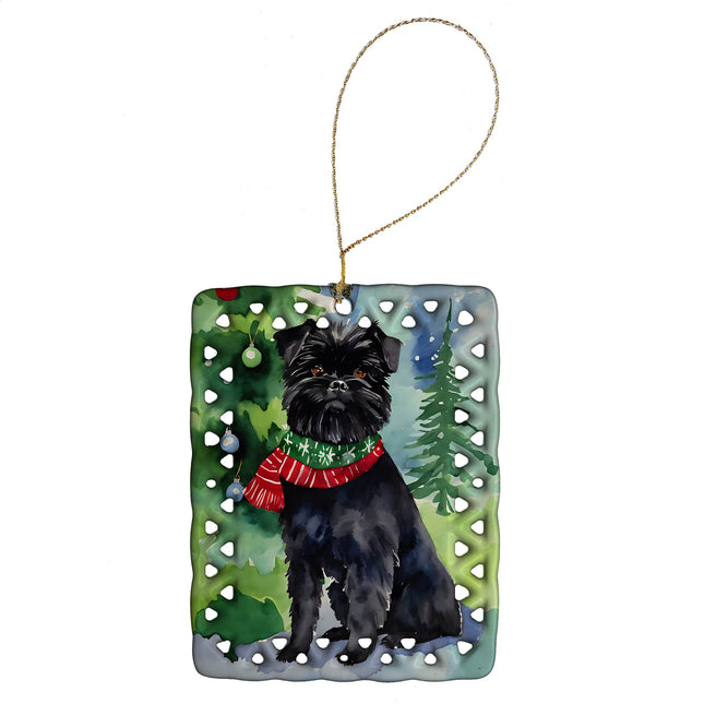 Affenpinscher Christmas Porcelain Ornament-0