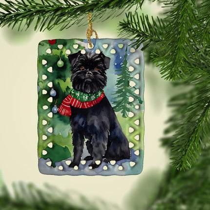 Affenpinscher Christmas Porcelain Ornament-1