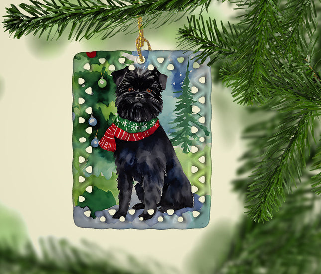 Affenpinscher Christmas Porcelain Ornament-1