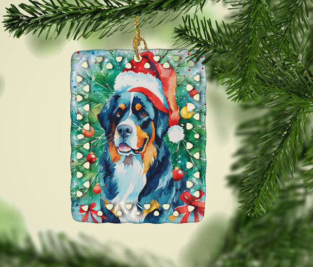 Bernese Mountain Dog Christmas Porcelain Ornament-1