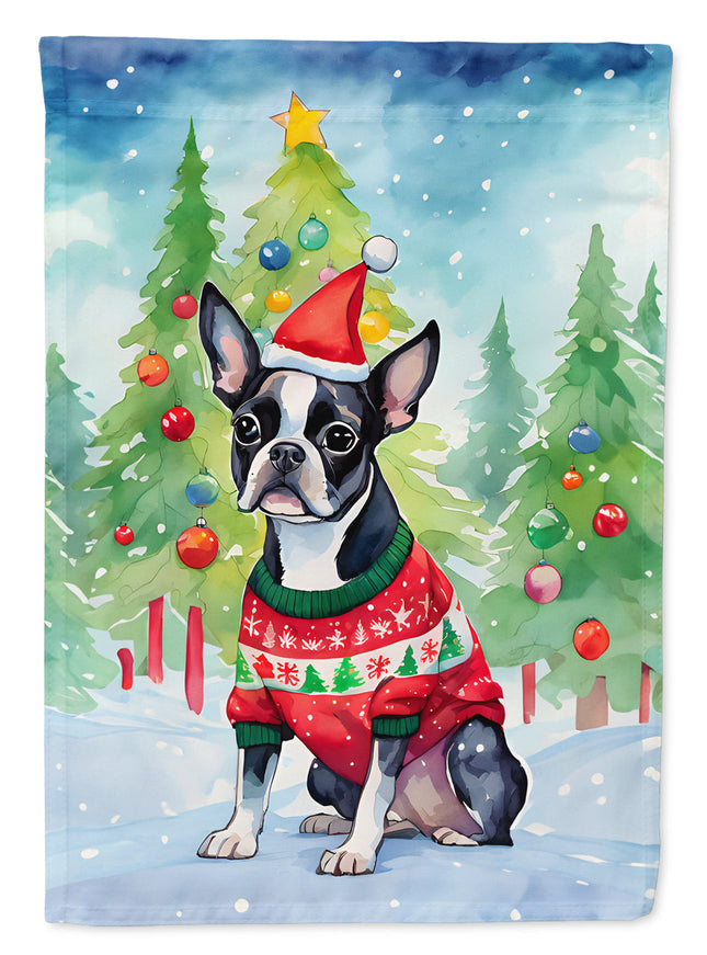 Boston Terrier Christmas Garden Flag-0