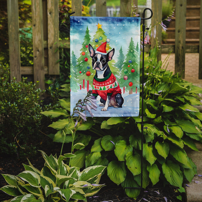 Boston Terrier Christmas Garden Flag-1