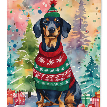 Dachshund Christmas House Flag-0