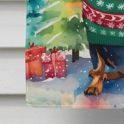 Dachshund Christmas House Flag-3