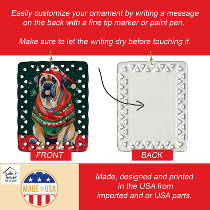 Mastiff Christmas Porcelain Ornament-2