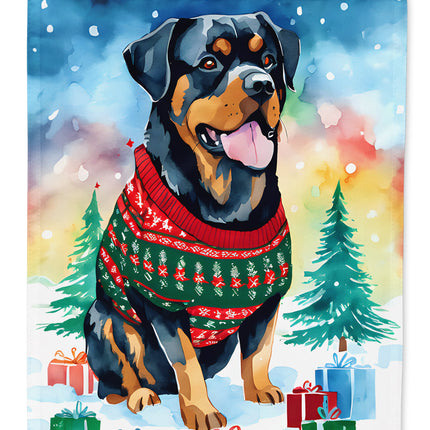 Rottweiler Christmas House Flag-0
