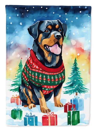 Rottweiler Christmas House Flag-0