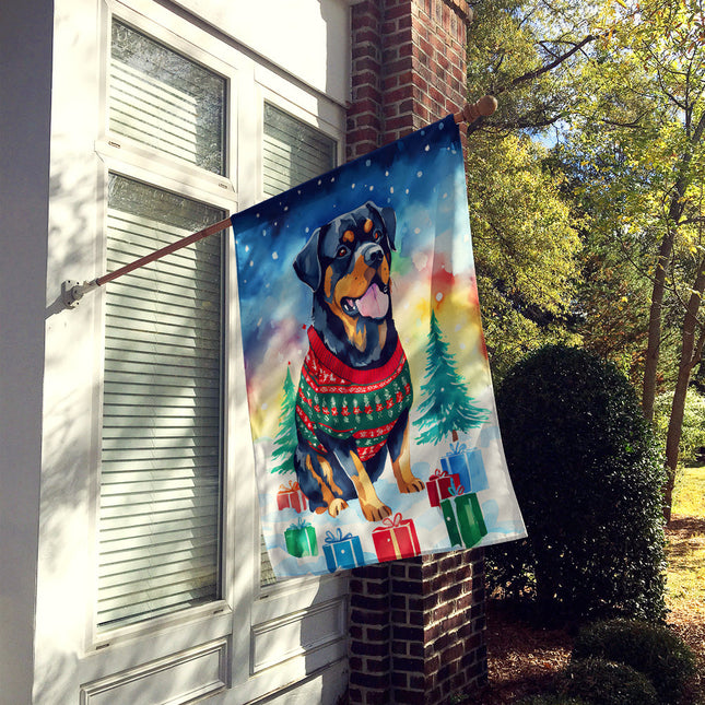 Rottweiler Christmas House Flag-1