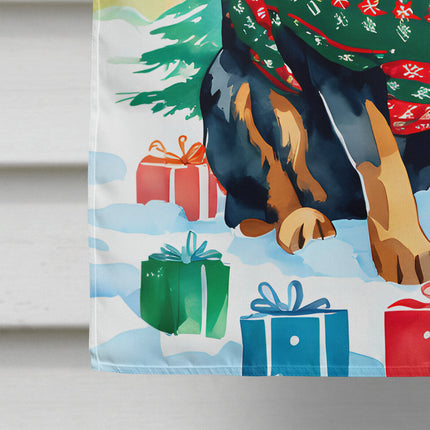 Rottweiler Christmas House Flag-3